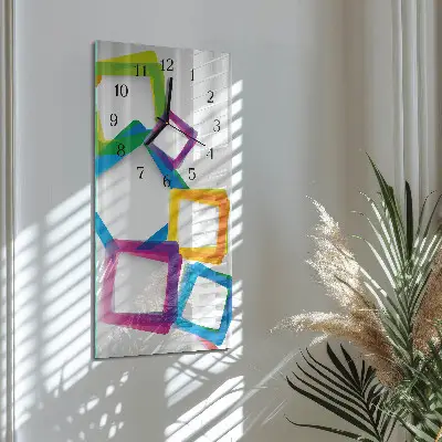 Vertikale glas wanduhr Bunte Rechtecke