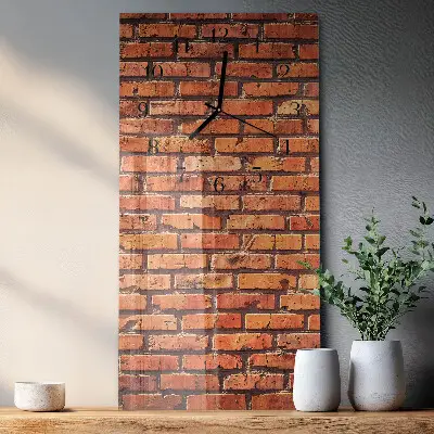 Vertikale glas wanduhr Ziegelmauer