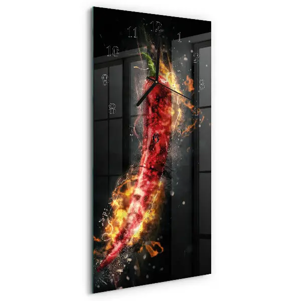 Wanduhr design ausgefallen vertikal Scharfe Paprika