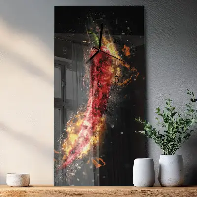 Wanduhr design ausgefallen vertikal Scharfe Paprika