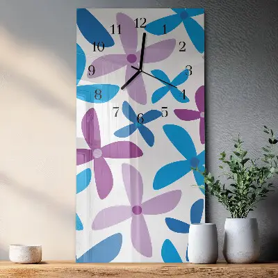 Vertikale glas wanduhr Hawaiianische Blumen