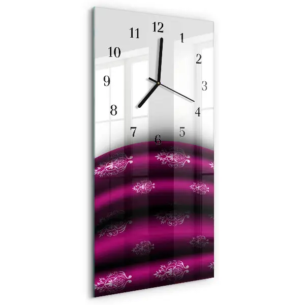 Vertikale glas wanduhr Lila Vorhang