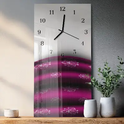 Vertikale glas wanduhr Lila Vorhang