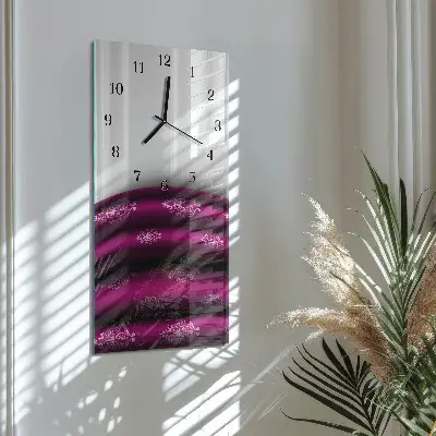 Vertikale glas wanduhr Lila Vorhang