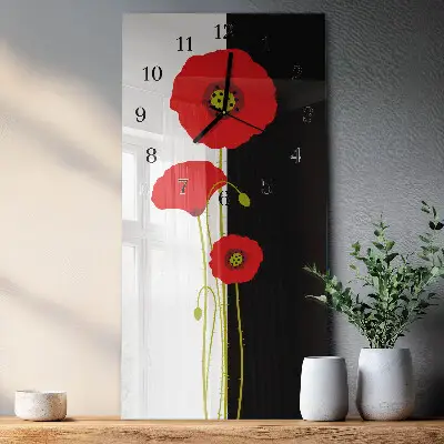 Wanduhr mit motiv vertikal Mohnblütenköpfe