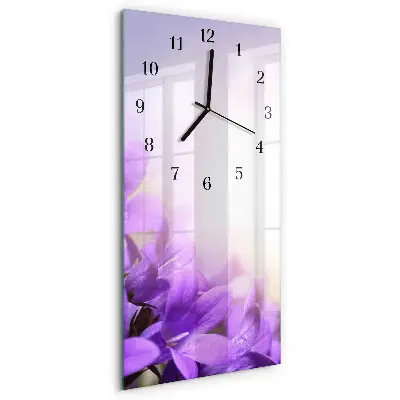 Moderne wanduhr vertikal Lila Blüten