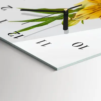 Vertikale glas wanduhr Gelbe Blüten