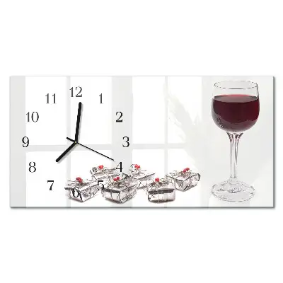 Wanduhr aus glas horizontal Weinkelch