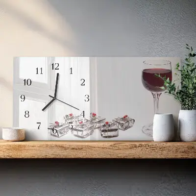 Wanduhr aus glas horizontal Weinkelch