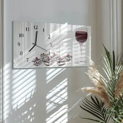 Wanduhr aus glas horizontal Weinkelch