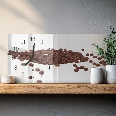 Glas wanduhr mit motiv horizontal Koffein in Bohnen