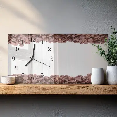 Horizontale glas wanduhr Kaffeebohnen