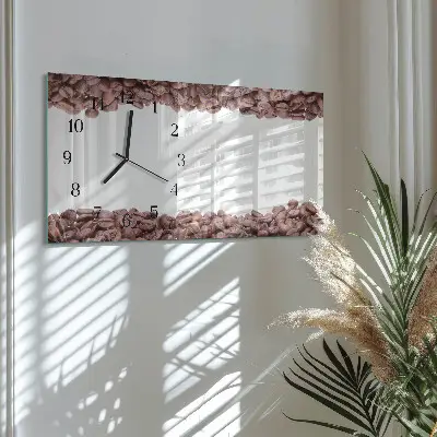 Horizontale glas wanduhr Kaffeebohnen
