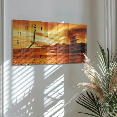 Horizontale glas wanduhr Dämmerung