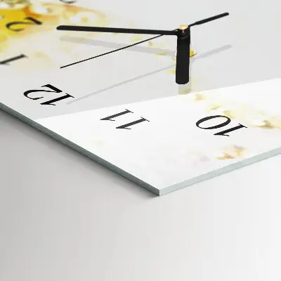 Horizontale glas wanduhr Blume