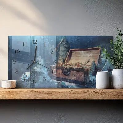 Horizontale glas wanduhr Versunkene Wertgegenstände