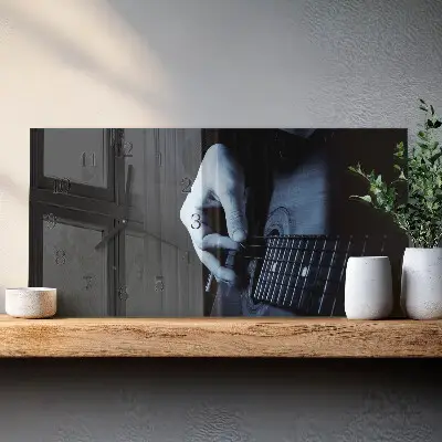 Glas wanduhr mit motiv horizontal Musikalischer Gitarrist