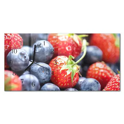 Wanduhr aus glas horizontal Blaubeeren und Brombeeren