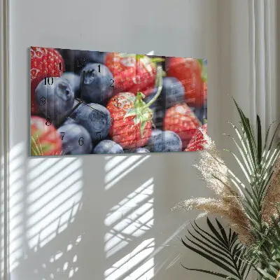 Wanduhr aus glas horizontal Blaubeeren und Brombeeren
