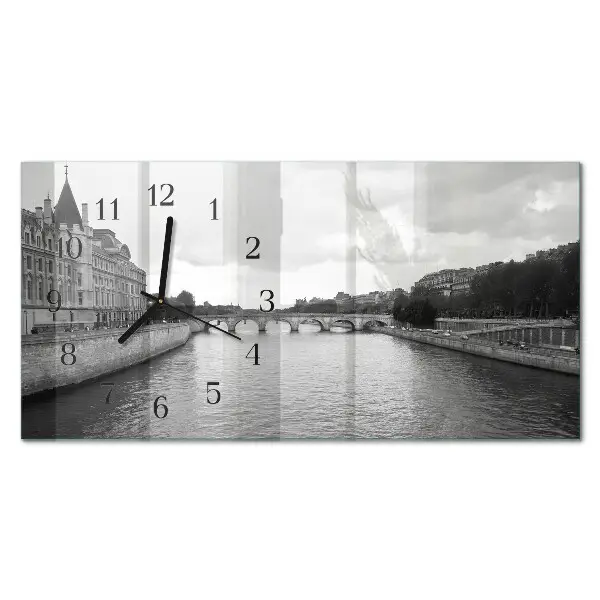 Horizontale glas wanduhr Pariser Brücken