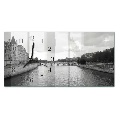 Horizontale glas wanduhr Pariser Brücken