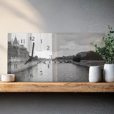 Horizontale glas wanduhr Pariser Brücken
