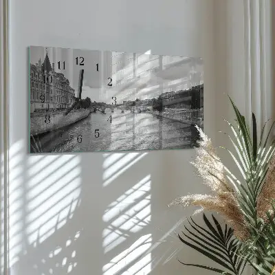 Horizontale glas wanduhr Pariser Brücken