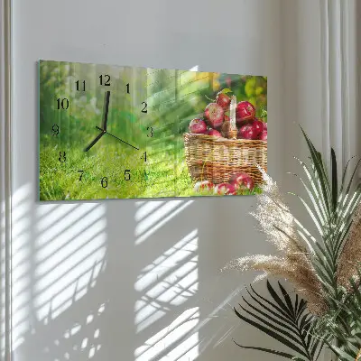 Glas wanduhr mit motiv horizontal Korb mit Äpfeln