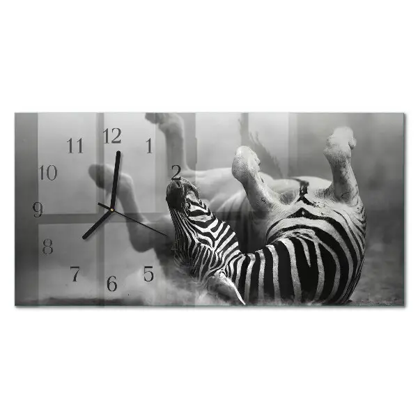 Horizontale glas wanduhr Afrikanisches Zebra
