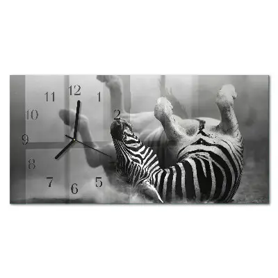 Horizontale glas wanduhr Afrikanisches Zebra
