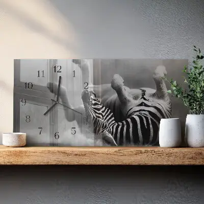 Horizontale glas wanduhr Afrikanisches Zebra