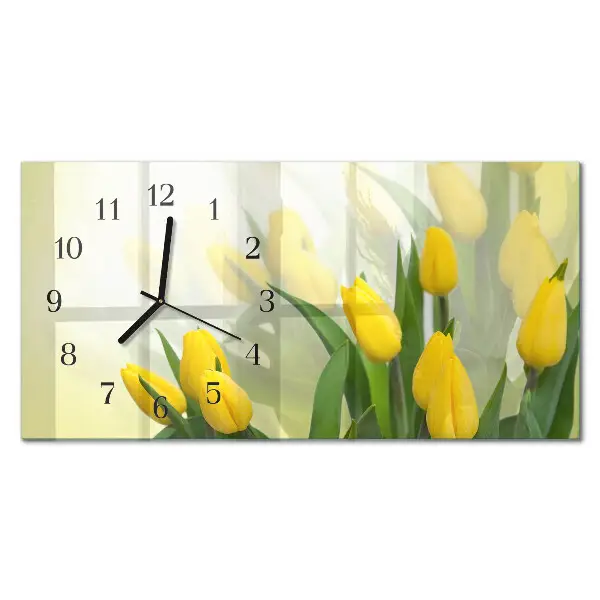 Wanduhr aus glas horizontal Gartentulpen