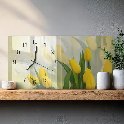 Wanduhr aus glas horizontal Gartentulpen