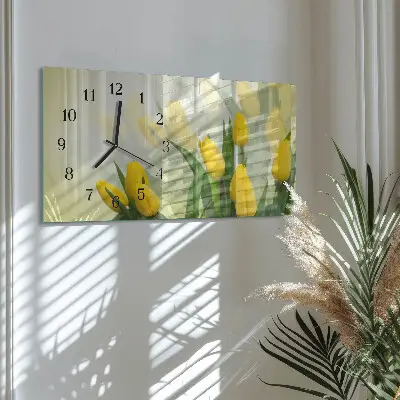 Wanduhr aus glas horizontal Gartentulpen