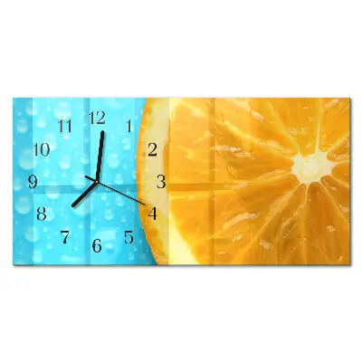 Horizontale glas wanduhr Orangen-Zitrus
