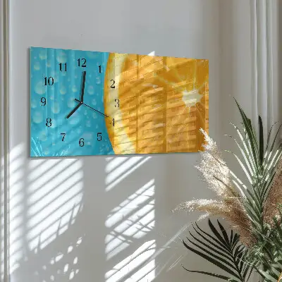 Horizontale glas wanduhr Orangen-Zitrus