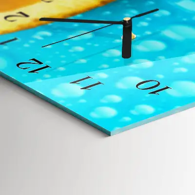 Horizontale glas wanduhr Orangen-Zitrus