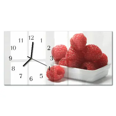 Glas wanduhr mit motiv horizontal Frische Himbeeren