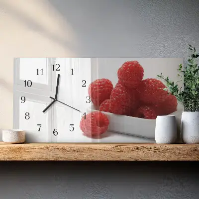 Glas wanduhr mit motiv horizontal Frische Himbeeren