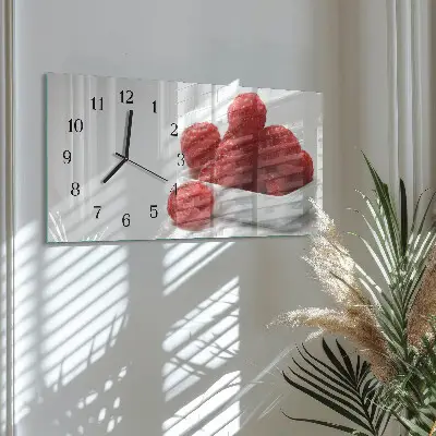 Glas wanduhr mit motiv horizontal Frische Himbeeren