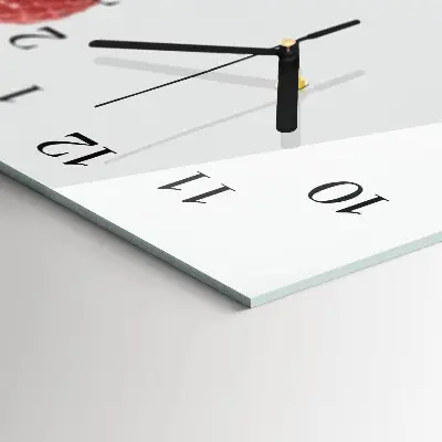 Glas wanduhr mit motiv horizontal Frische Himbeeren
