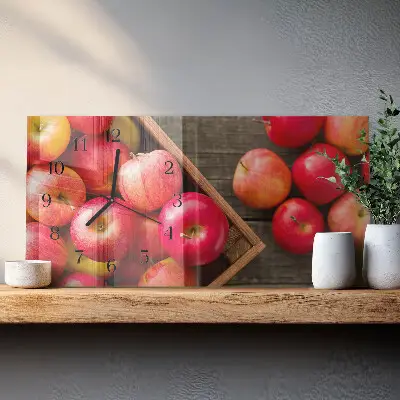 Horizontale glas wanduhr Dessertäpfel