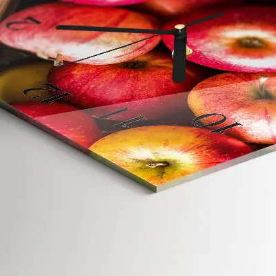Horizontale glas wanduhr Dessertäpfel