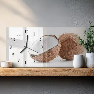 Wanduhr aus glas horizontal Exotische Kokosnüsse