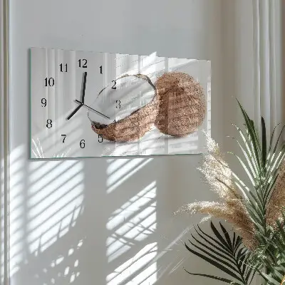 Wanduhr aus glas horizontal Exotische Kokosnüsse