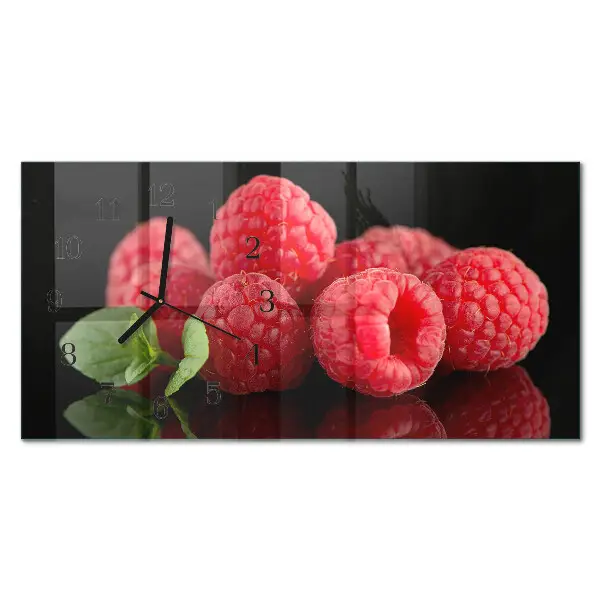 Horizontale glas wanduhr Himbeeren vom Strauch