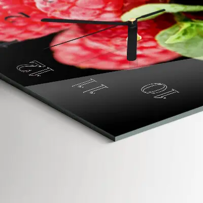 Horizontale glas wanduhr Himbeeren vom Strauch