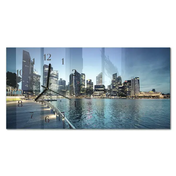 Wanduhr aus glas horizontal Stadt bei Nacht