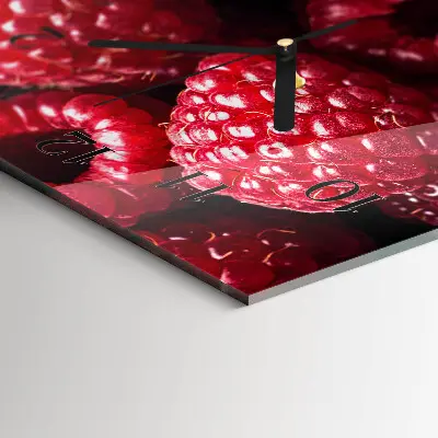 Horizontale glas wanduhr Himbeeren