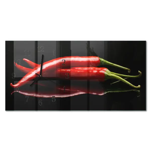 Glas wanduhr mit motiv horizontal Scharfe Paprika
